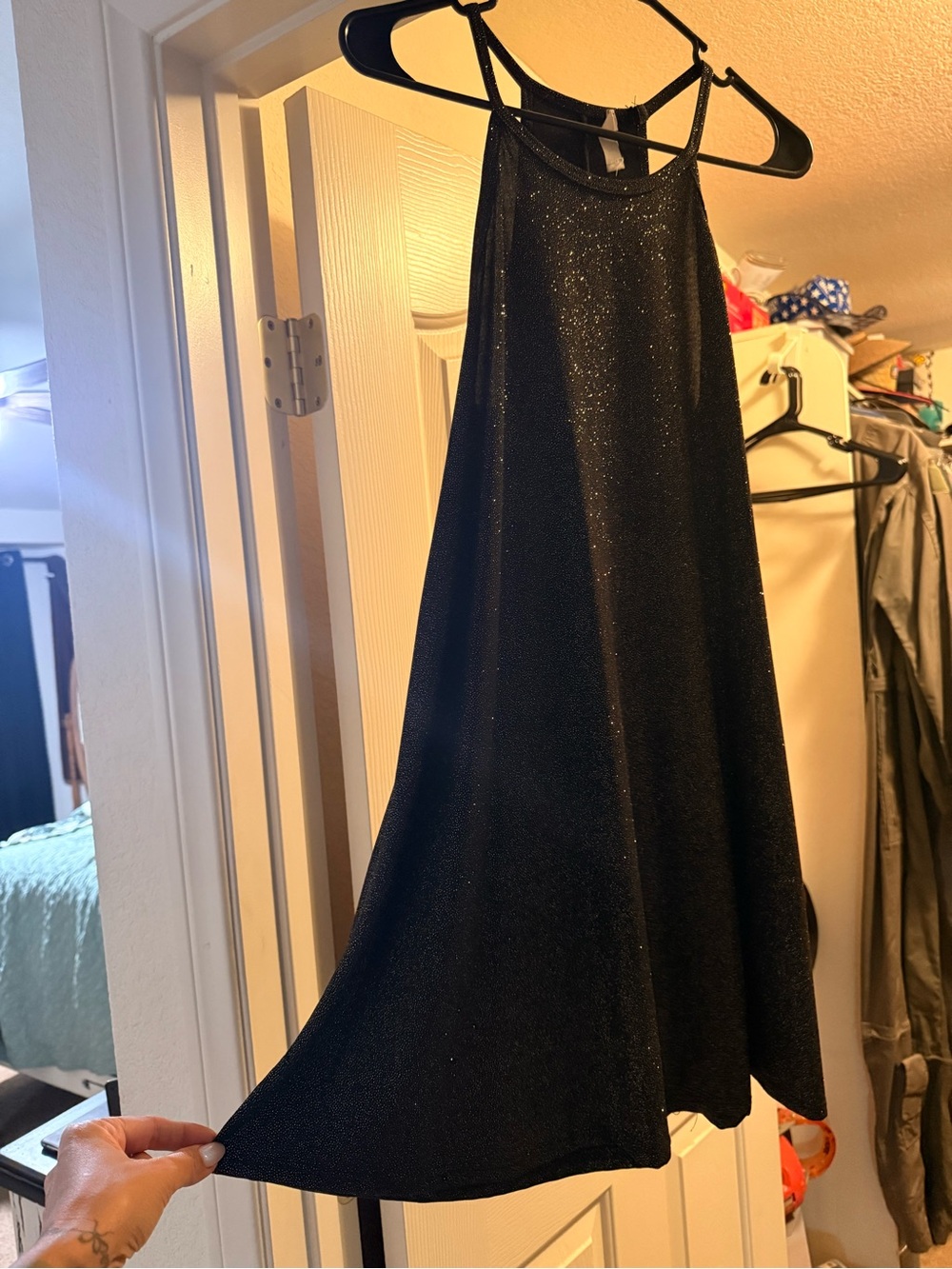 Pinc Black Sparkle A-Line Dress